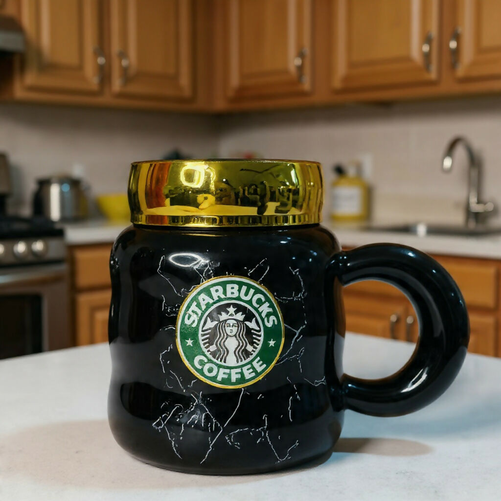ALVENZA Ceramic Coffee Mug with Lid – Elegant Marble Design & Heat Retention