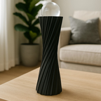 ALVENZA Black Twisted Resin Showpiece with Glass Ball – Modern Elegant Accent