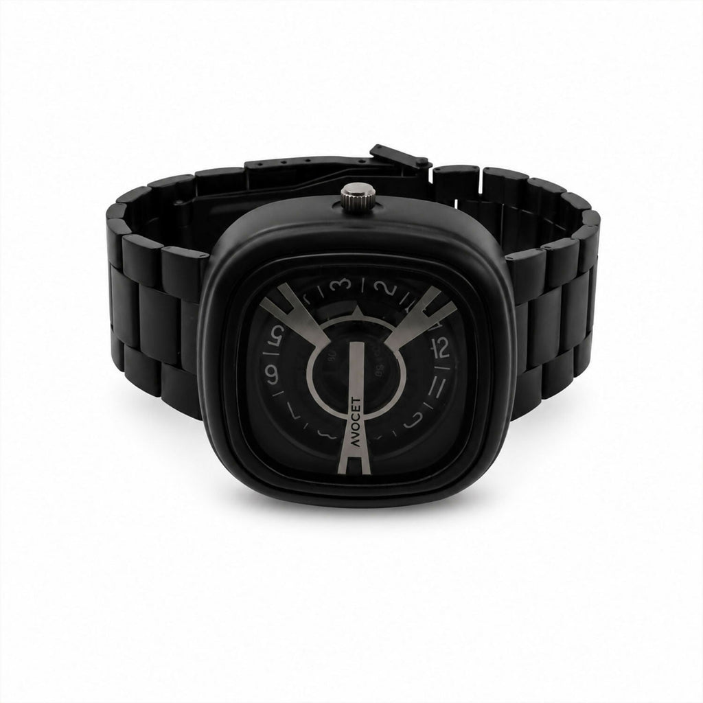 Black Metal Strap Square Analog Watch – Elegant & Bold Accessory