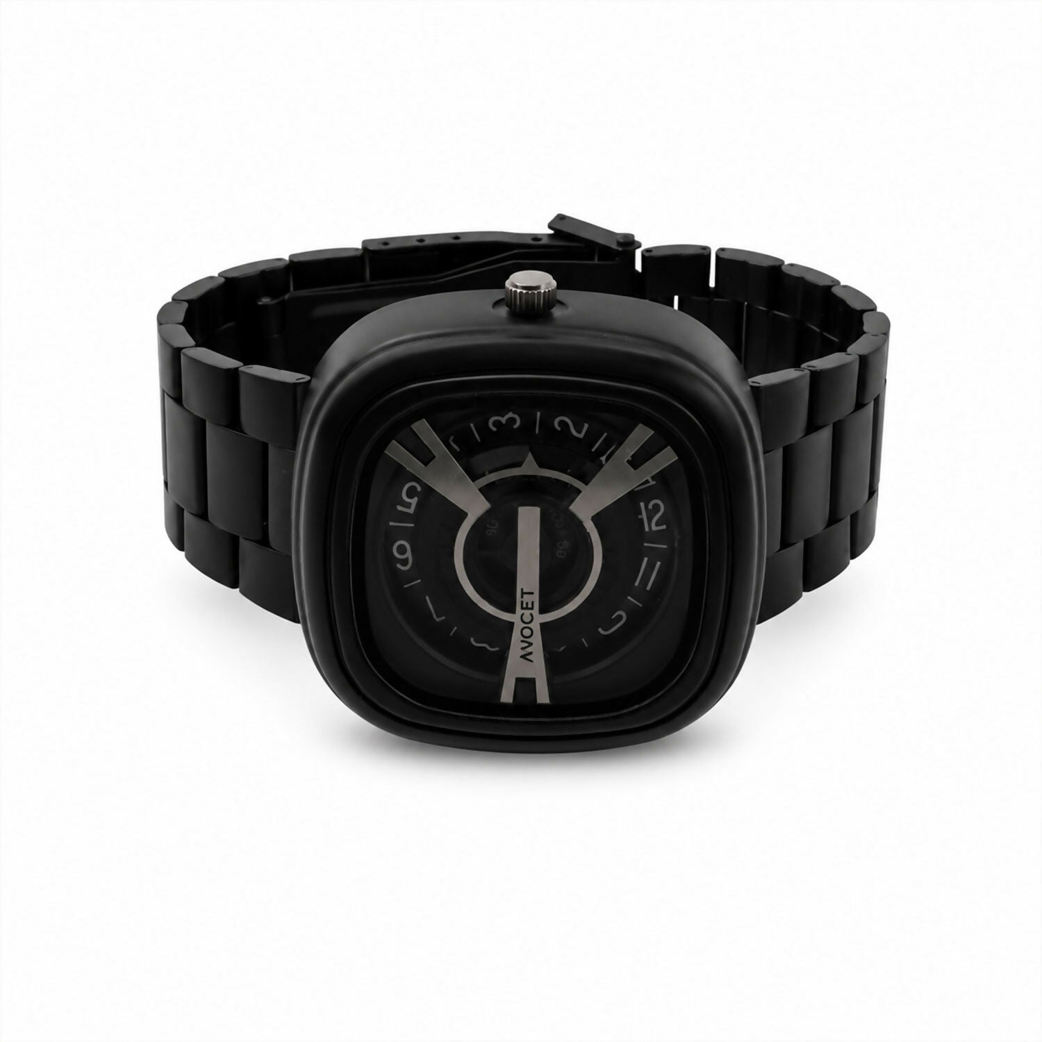 Black Metal Strap Square Analog Watch – Elegant & Bold Accessory