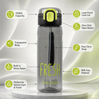 ALVENZA KOLORR Leakproof Sports Water Bottle with Straw & Carry Loop Black (700ML)