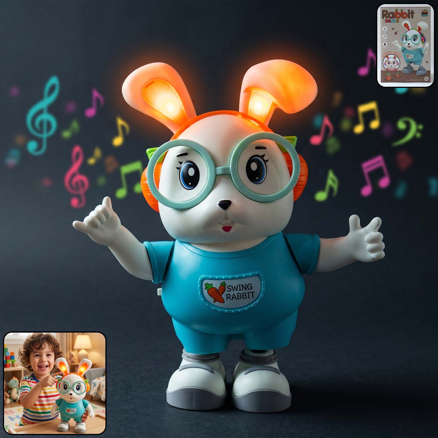 ALVENZA Swing Rabbit Musical Toy – Light-Up Ears & Interactive Play