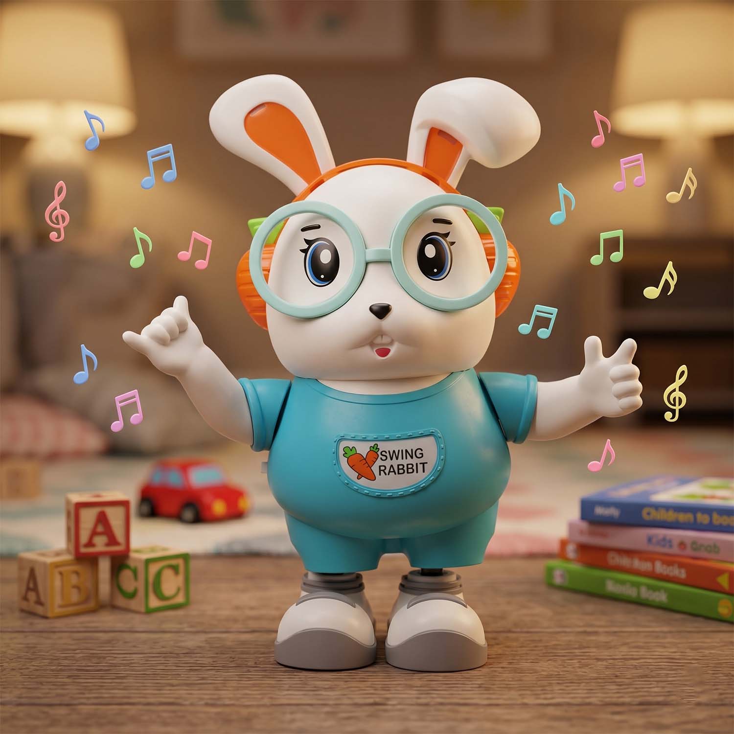 ALVENZA Swing Rabbit Musical Toy – Light-Up Ears & Interactive Play