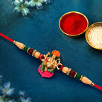 ALVENZA Ganesha Rakhi – Traditional Wooden Beads with Colorful Accents