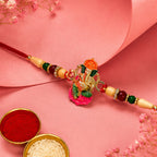 ALVENZA Ganesha Rakhi – Traditional Wooden Beads with Colorful Accents