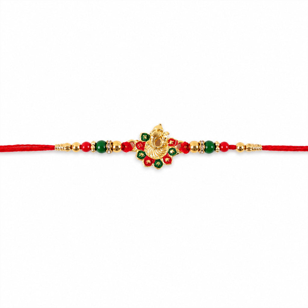 ALVENZA Ganesha Rakhi - Beads and Stone Work for Raksha Bandhan