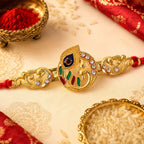 ALVENZA Shop Krishna Flute Rakhi Golden Enamel for Brother