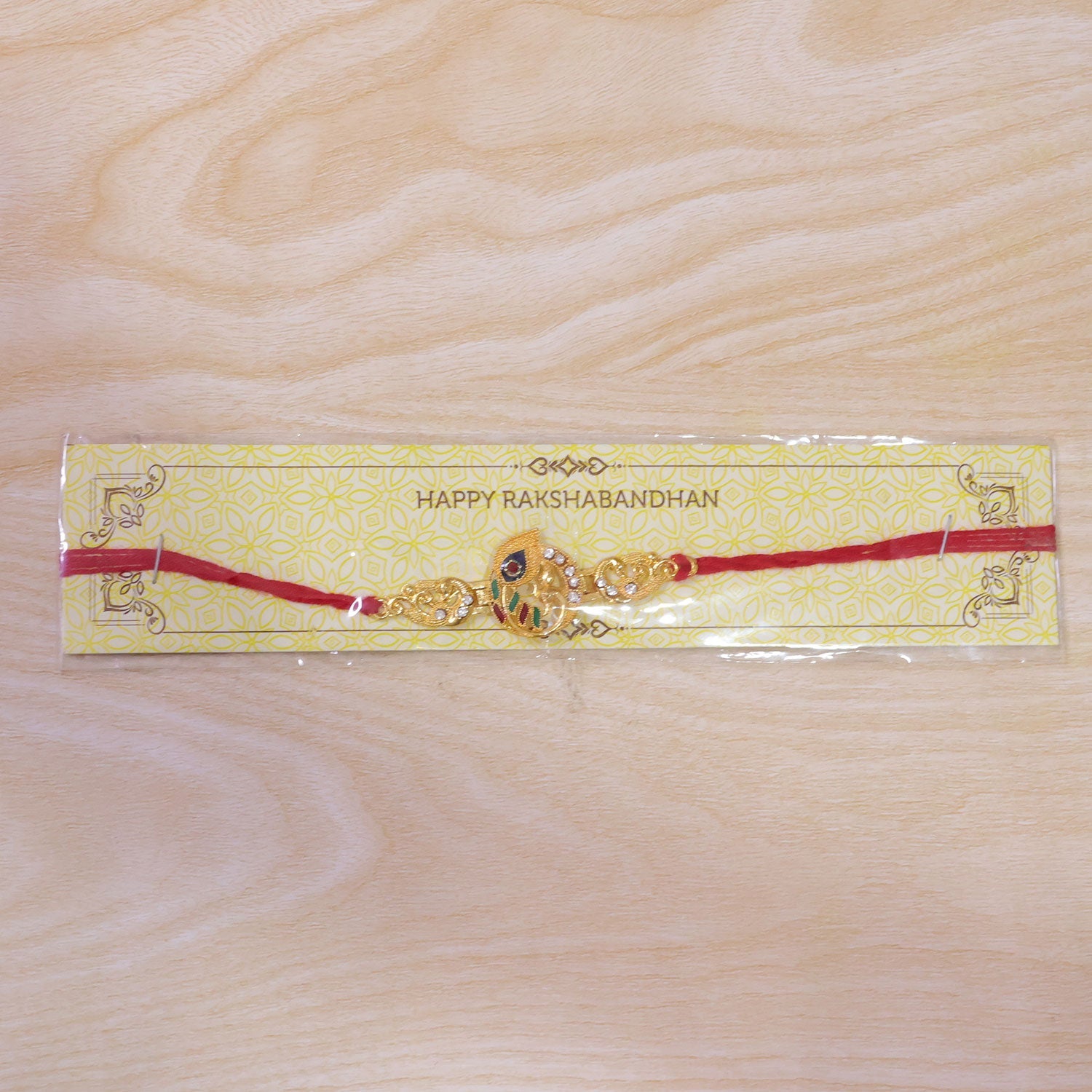 ALVENZA Shop Krishna Flute Rakhi Golden Enamel for Brother