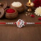 ALVENZA Silver Ganesh Rakhi Thread Bracelet – Protection & Blessings for Brother