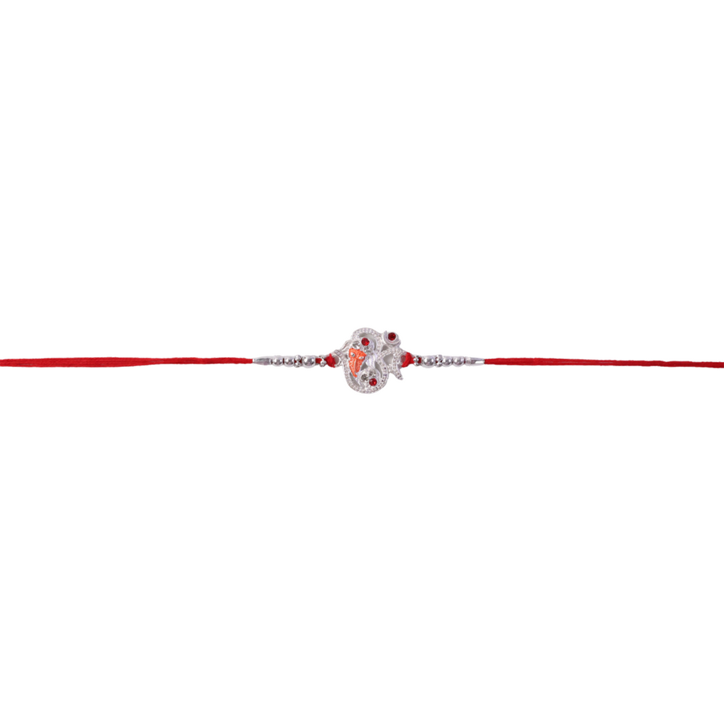 ALVENZA Silver Ganesh Rakhi Thread Bracelet – Protection & Blessings for Brother