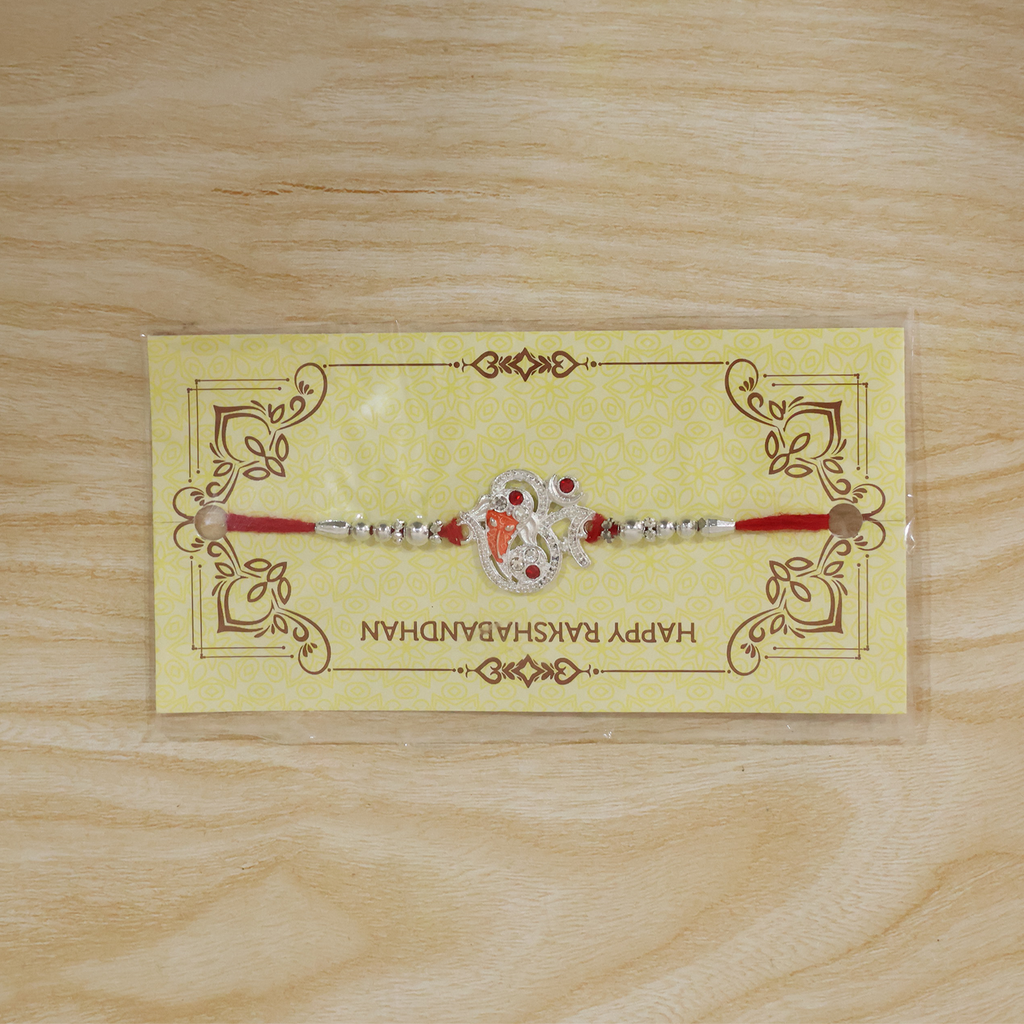 ALVENZA Silver Ganesh Rakhi Thread Bracelet – Protection & Blessings for Brother