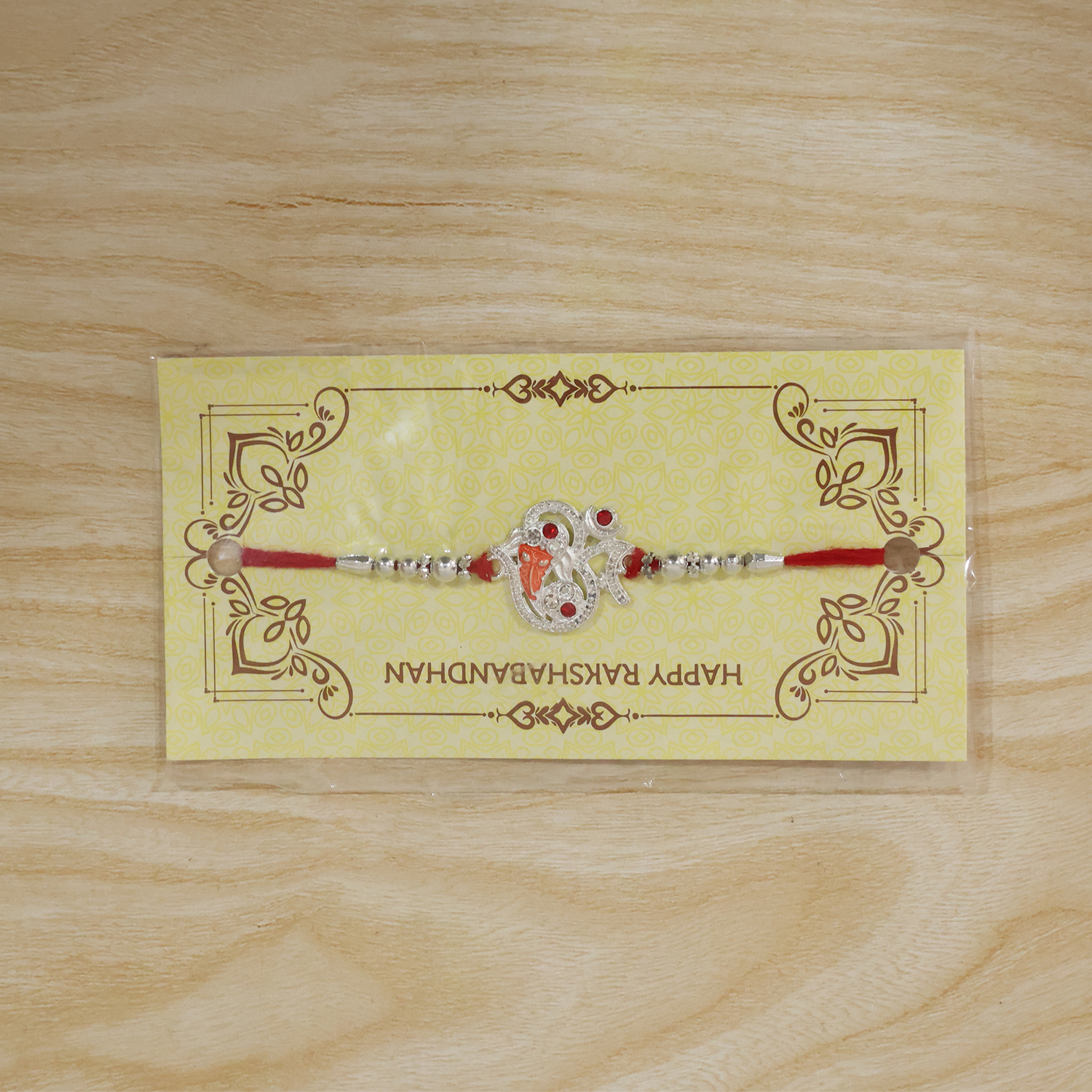 ALVENZA Silver Ganesh Rakhi Thread Bracelet – Protection & Blessings for Brother