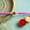 ALVENZA Purple Stone Pearl Rakhi with Soft Beads and Premium Festive Bracelet Look