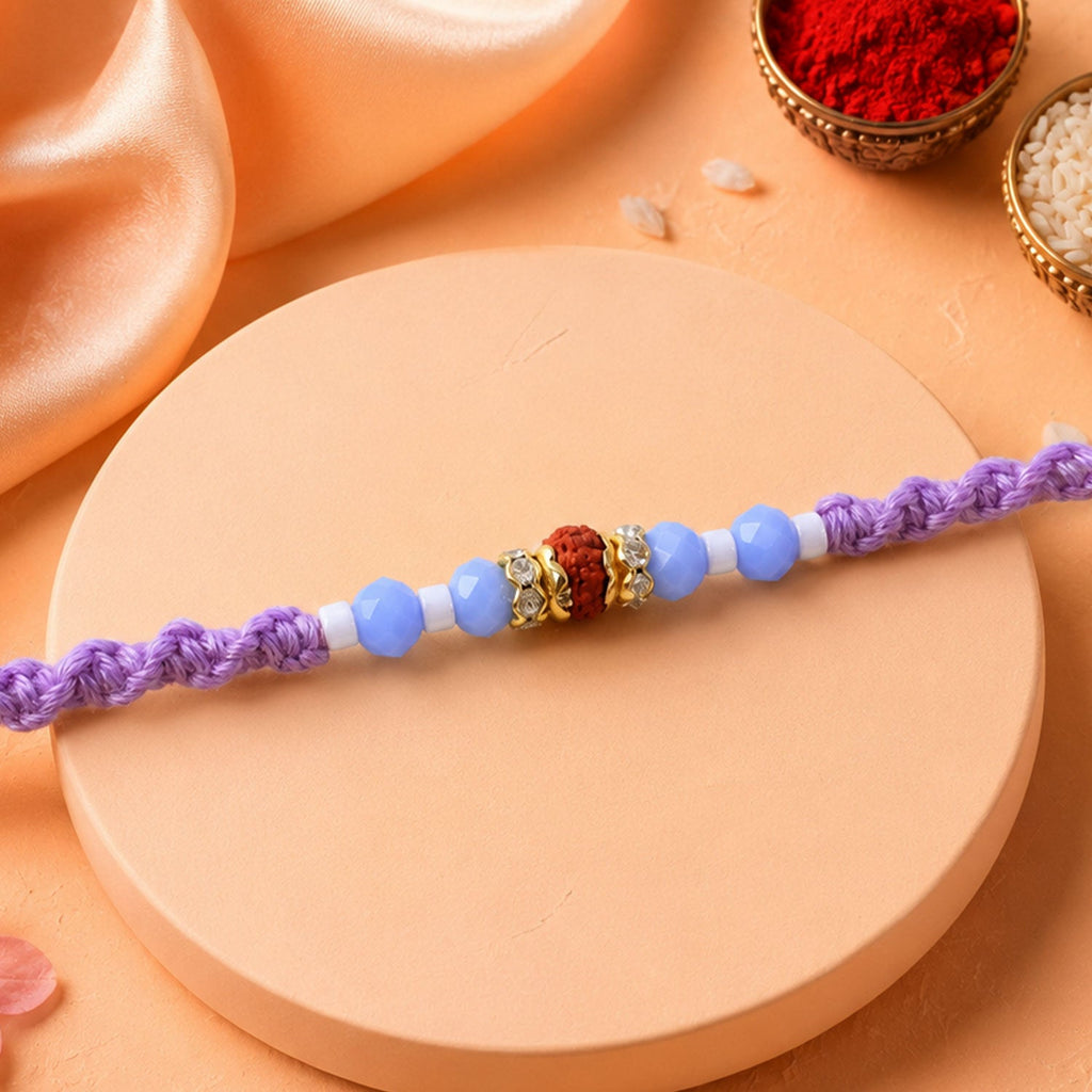 ALVENZA Sparkling Pearl Stone Rakhi with Colorful Thread and Premium Festive Beauty