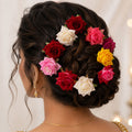 Flower Hair Pin Set – Colourful Floral Accessory (12 Pcs) | Calm & Curl
