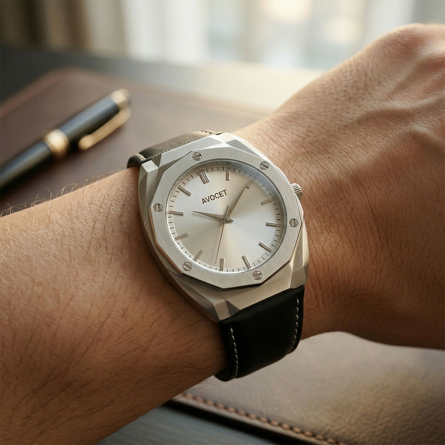 Men's Octagonal Silver Dial Watch – Elegant & Modern Design