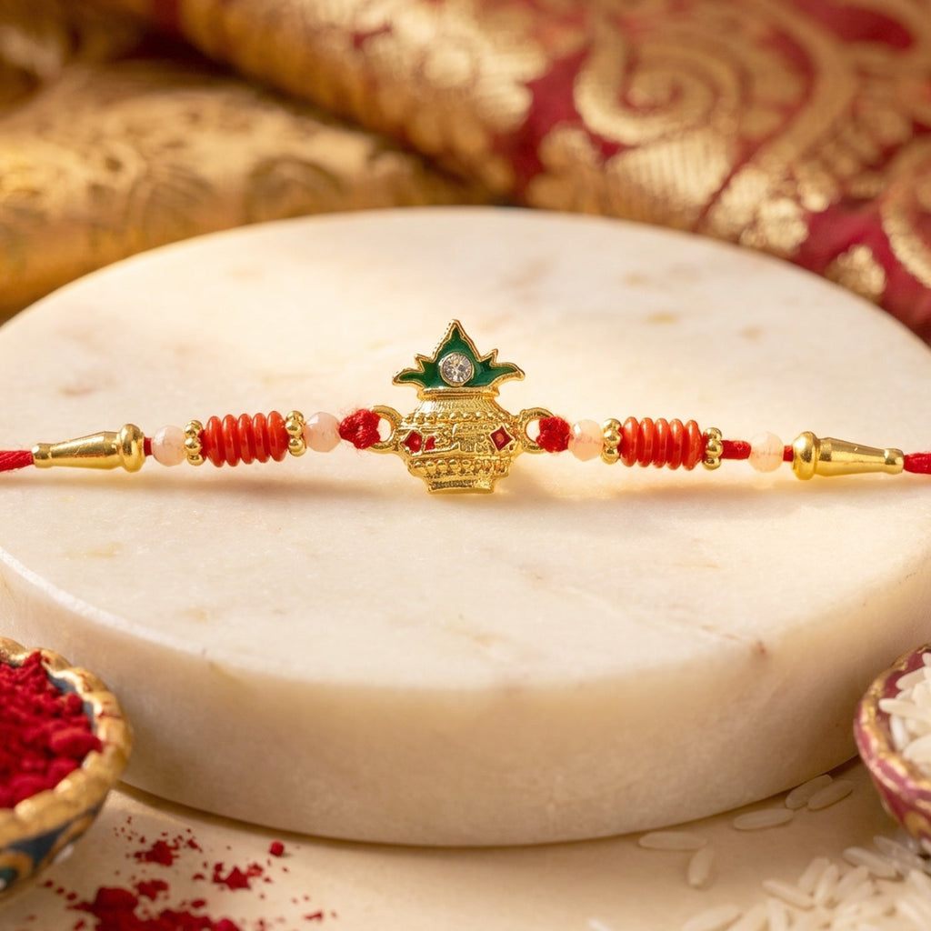 ALVENZA Sacred Kalash Rakhi – Traditional & Stylish for Raksha Bandhan