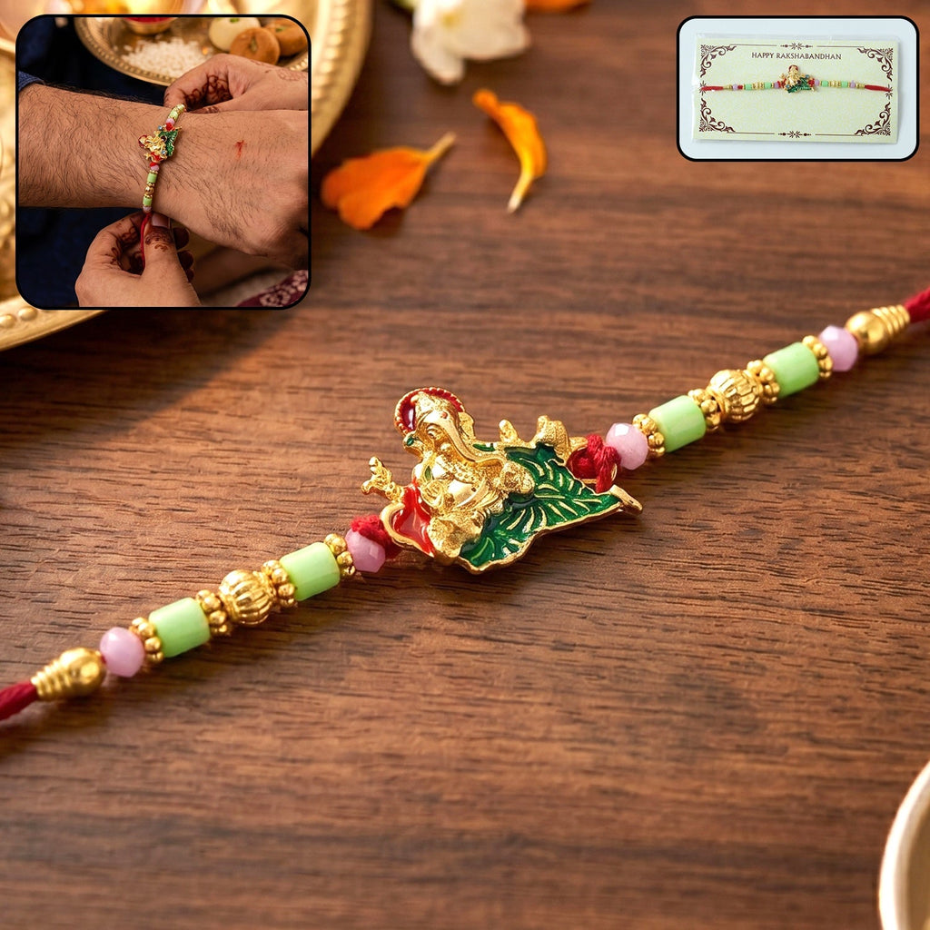 ALVENZA Ganesha Rakhi – Elegant Traditional Sister Gift for Raksha Bandhan