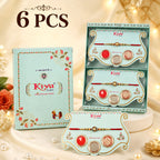 ALVENZA Blue Enamel Mandala Rakhi with Golden Star Detail, Roli Chawal Coin and Gift Box Packing