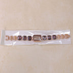Rose Gold Square Shape Dial Watch with Black Red Stone Strap Design for Women