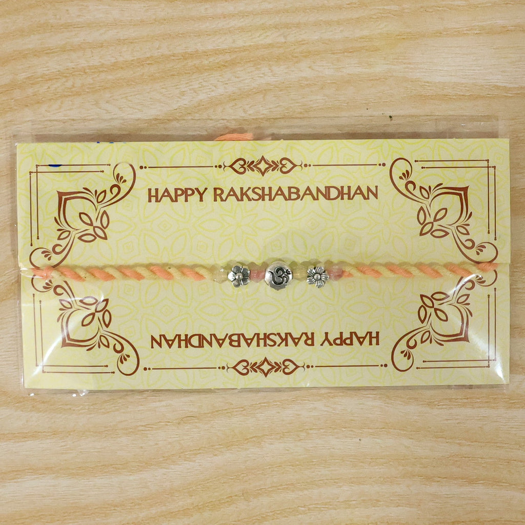 ALVENZA Graceful Pastel Bracelet Rakhi with Silver Centre and Delicate Raksha Bandhan Beauty