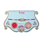 ALVENZA Silver Butterfly Leaf Rakhi with Pastel Stones, Roli Chawal Coin and Card Packing