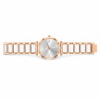 Rose Gold Round Dial Watch with Black Butterfly Charm Bracelet for Women