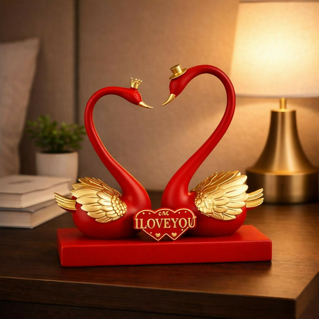 ALVENZA Romantic Swan Couple Showpiece – Elegant Home Decor Accent
