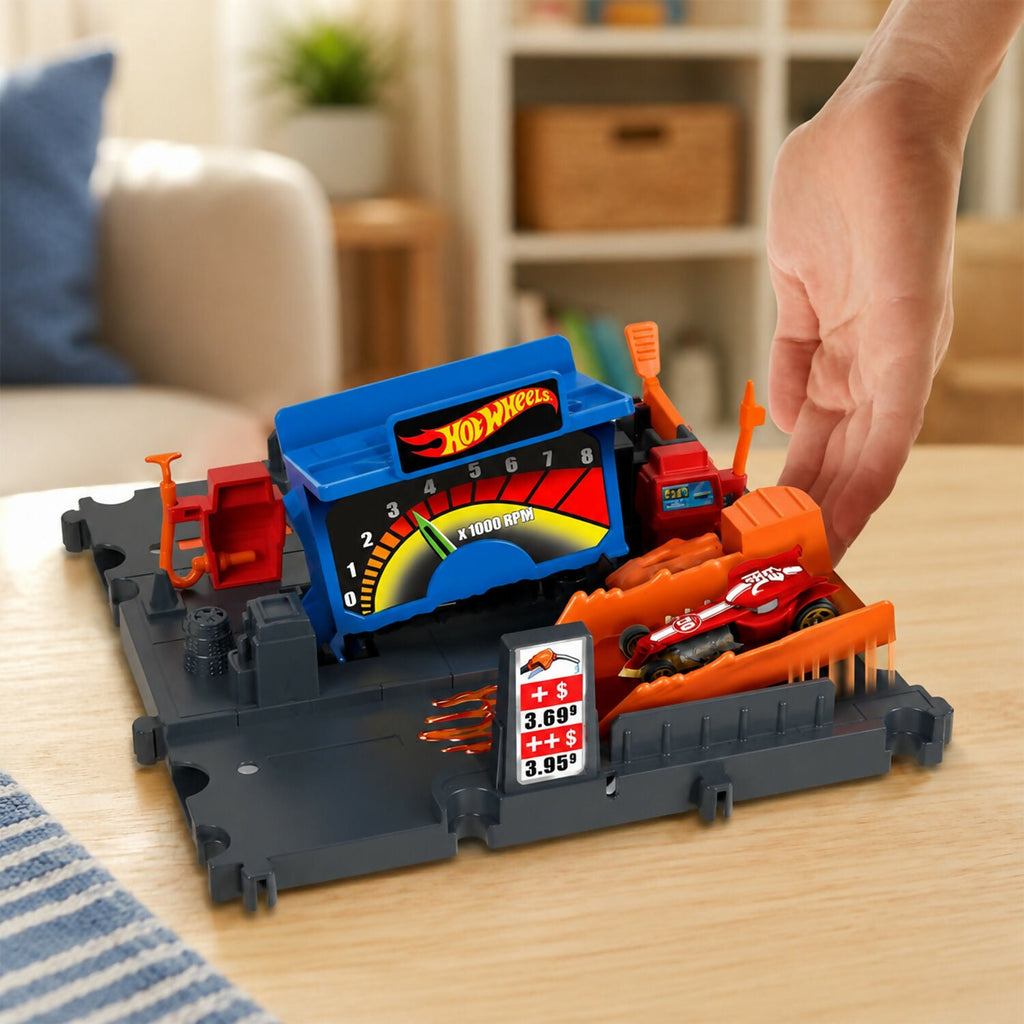 ALVENZA Hot Wheels City Fuel Station Playset – Interactive Racing Fun
