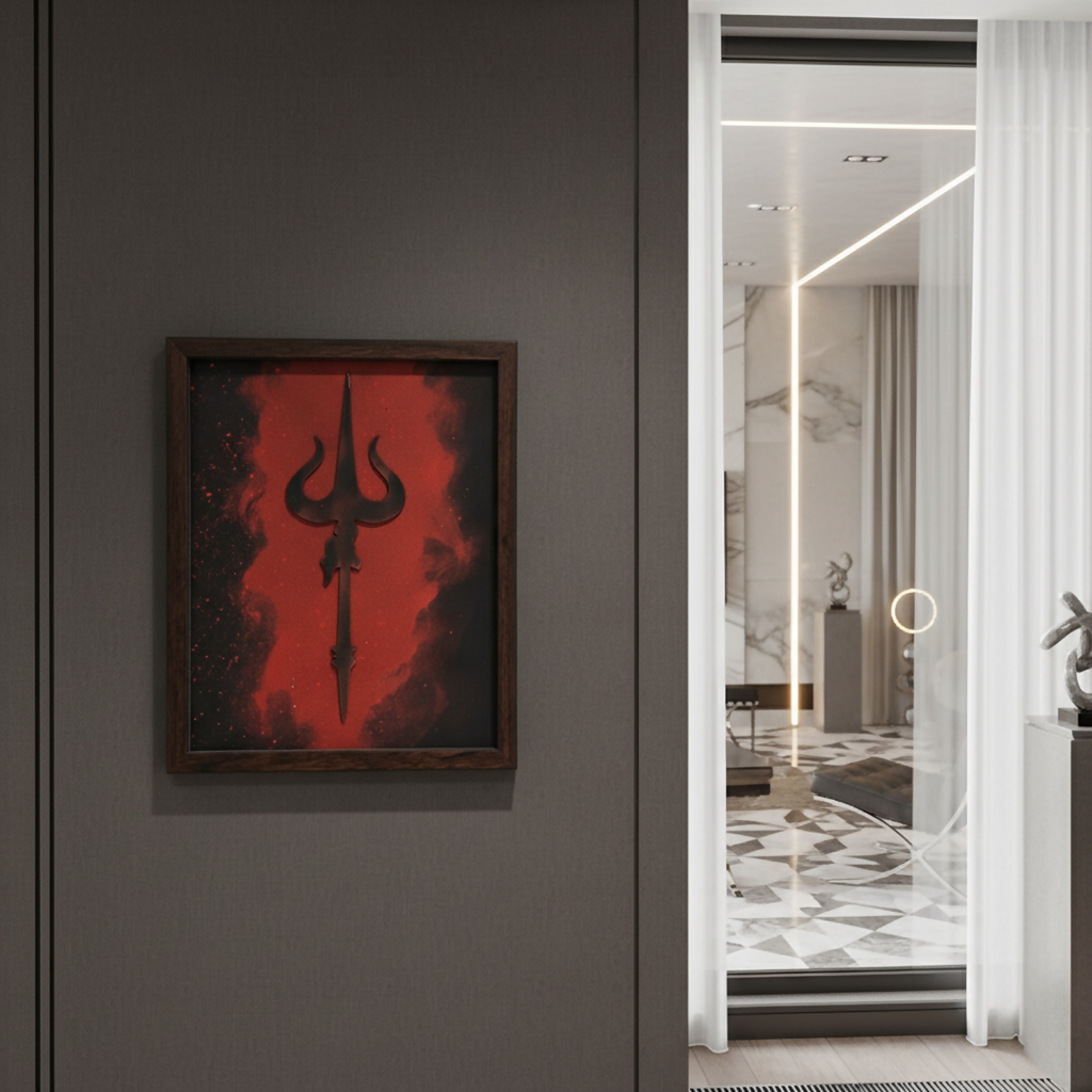 ALVENZA Mahadev Trishul Wall Art – Modern Spiritual Decor for Living Room