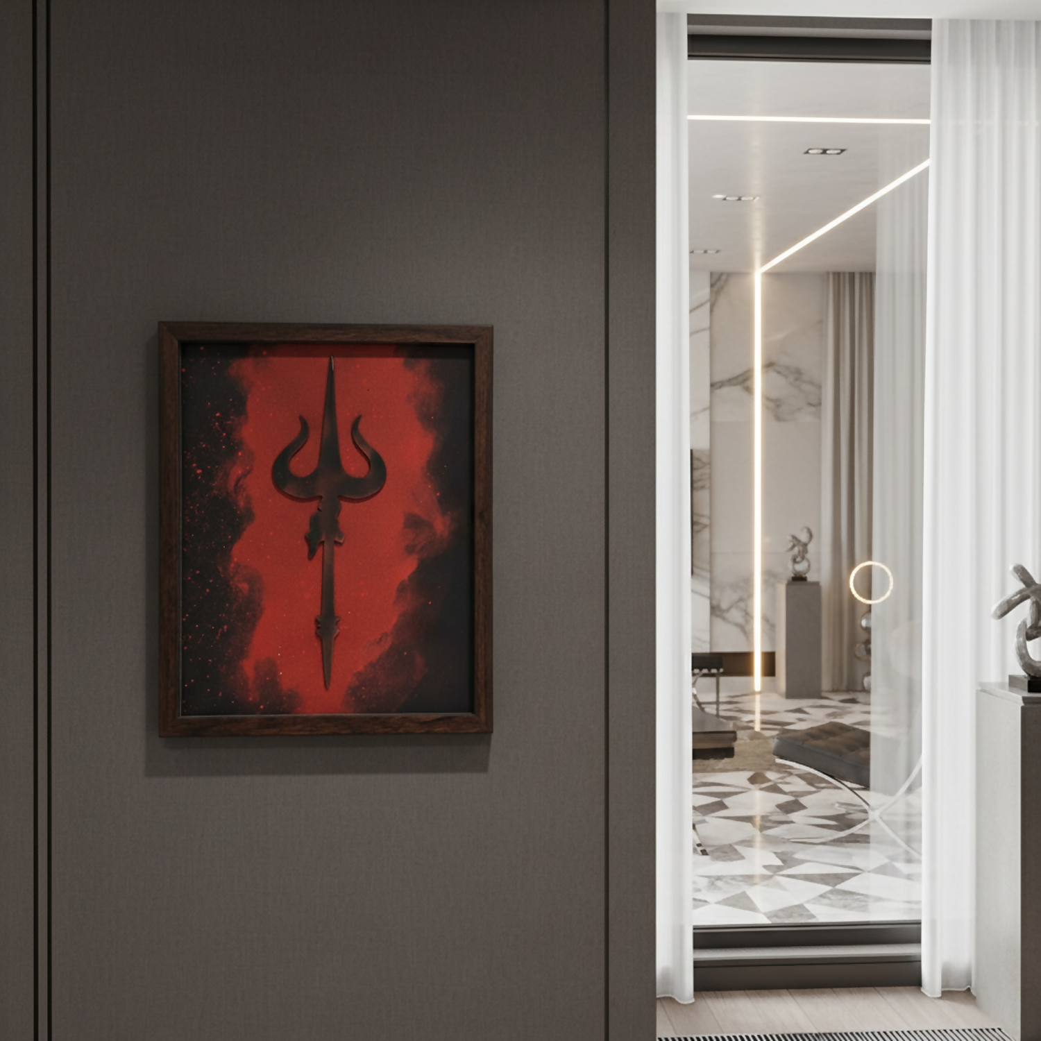 ALVENZA Mahadev Trishul Wall Art – Modern Spiritual Decor for Living Room