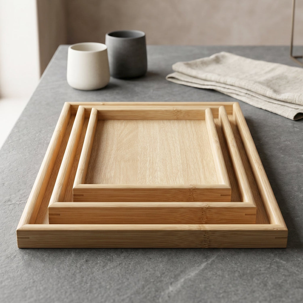 ALVENZA Wooden Finish Multipurpose Serving Tray Set – Stylish & Durable