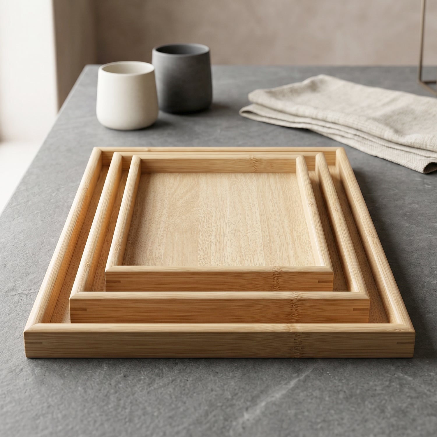 ALVENZA Wooden Finish Multipurpose Serving Tray Set – Stylish & Durable