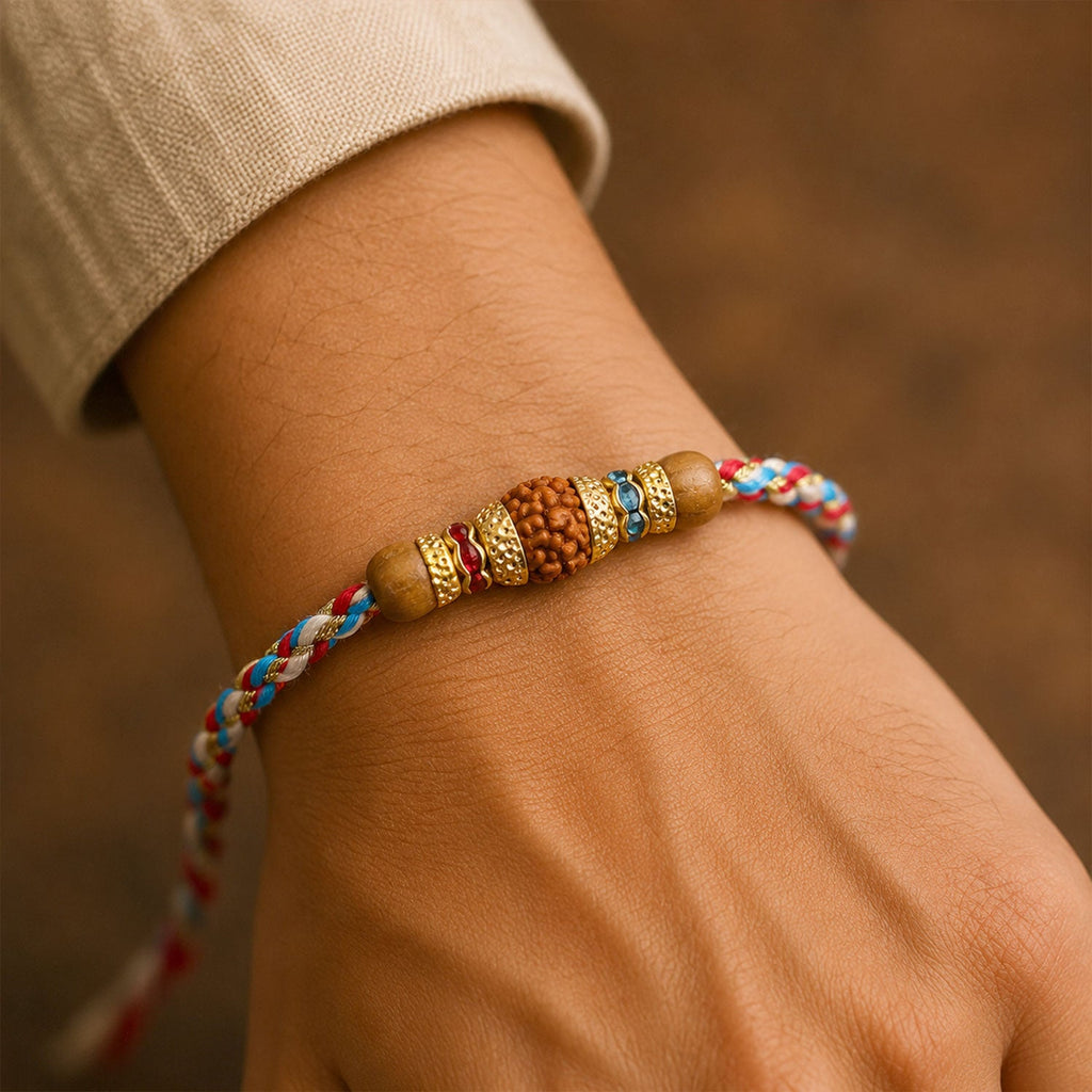 ALVENZA Graceful Pastel Pearl Rakhi with Fine Beads and Premium Raksha Bandhan Charm