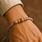 ALVENZA Graceful Pastel Pearl Rakhi with Fine Beads and Premium Raksha Bandhan Charm