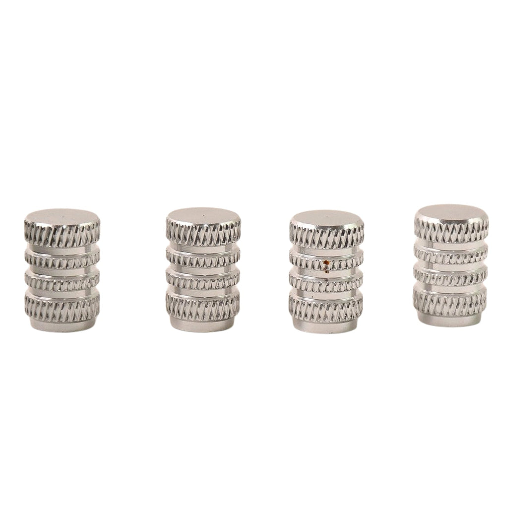 Silver Aluminium Valve Caps Durable Set of 4 for Cars - Back View