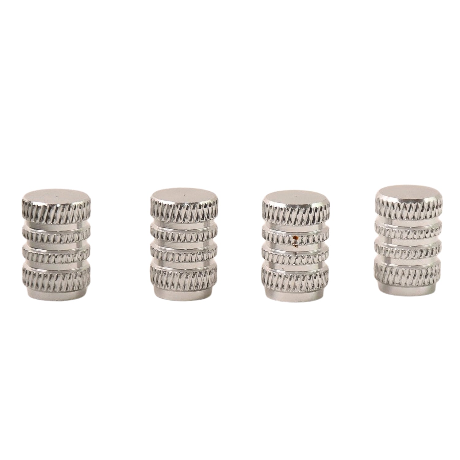 Silver Aluminium Valve Caps Durable Set of 4 for Cars - Back View