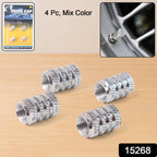Silver Aluminium Valve Caps Durable Set of 4 for Cars - Side View