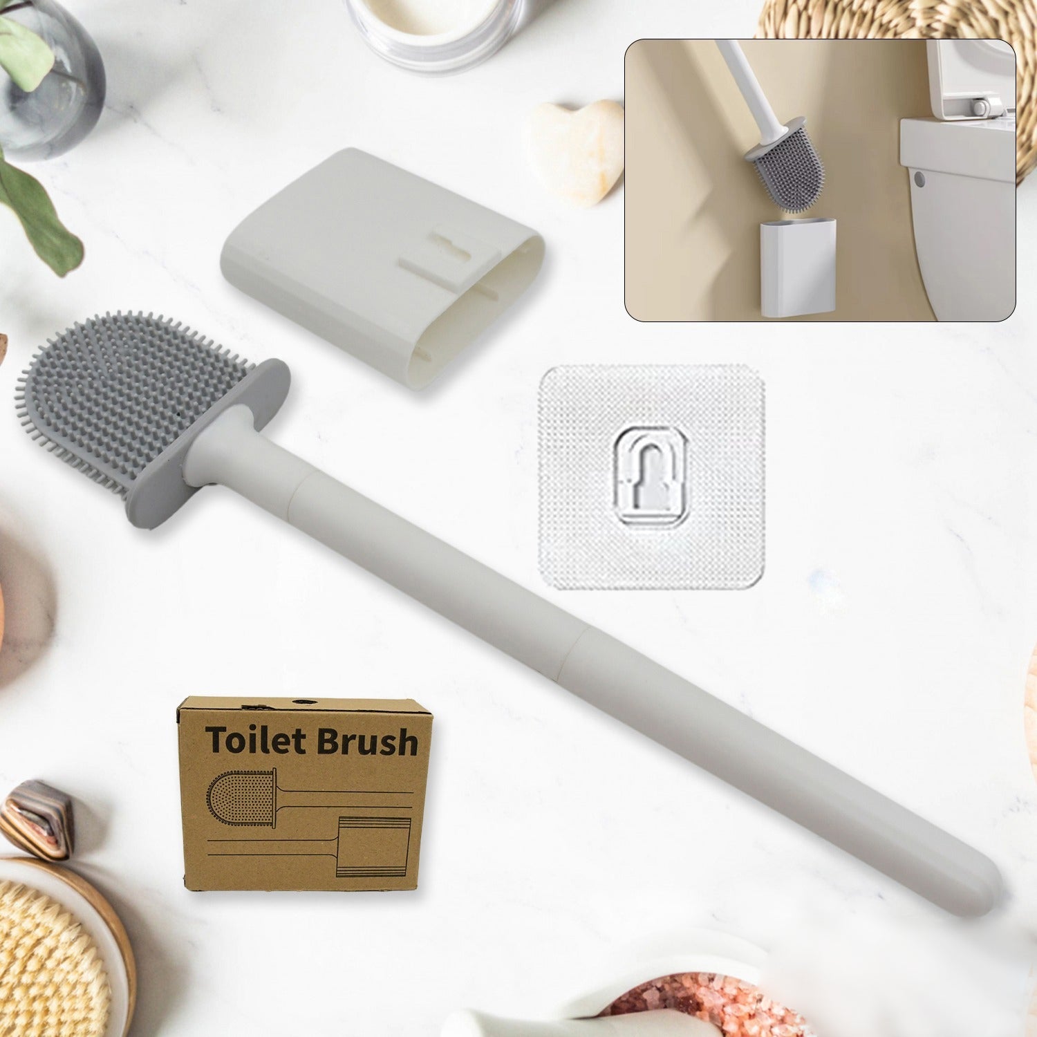 Silicone Toilet Brush Wall-Mounted, Anti-Drip Cleaner | Velvet Wipe - Detail View 7
