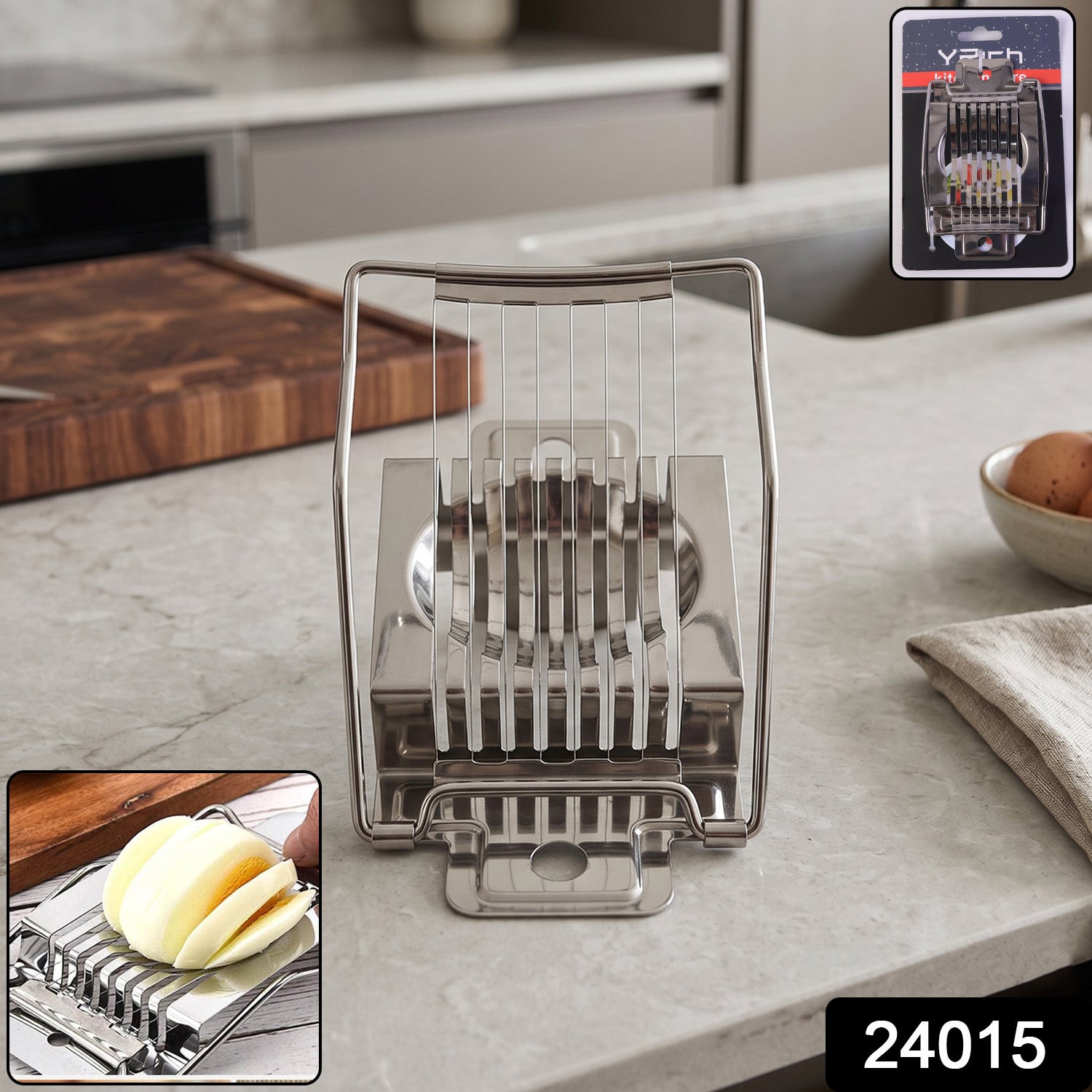 Stainless Steel Egg Slicer Neat, Even Slices Every Time - Side View