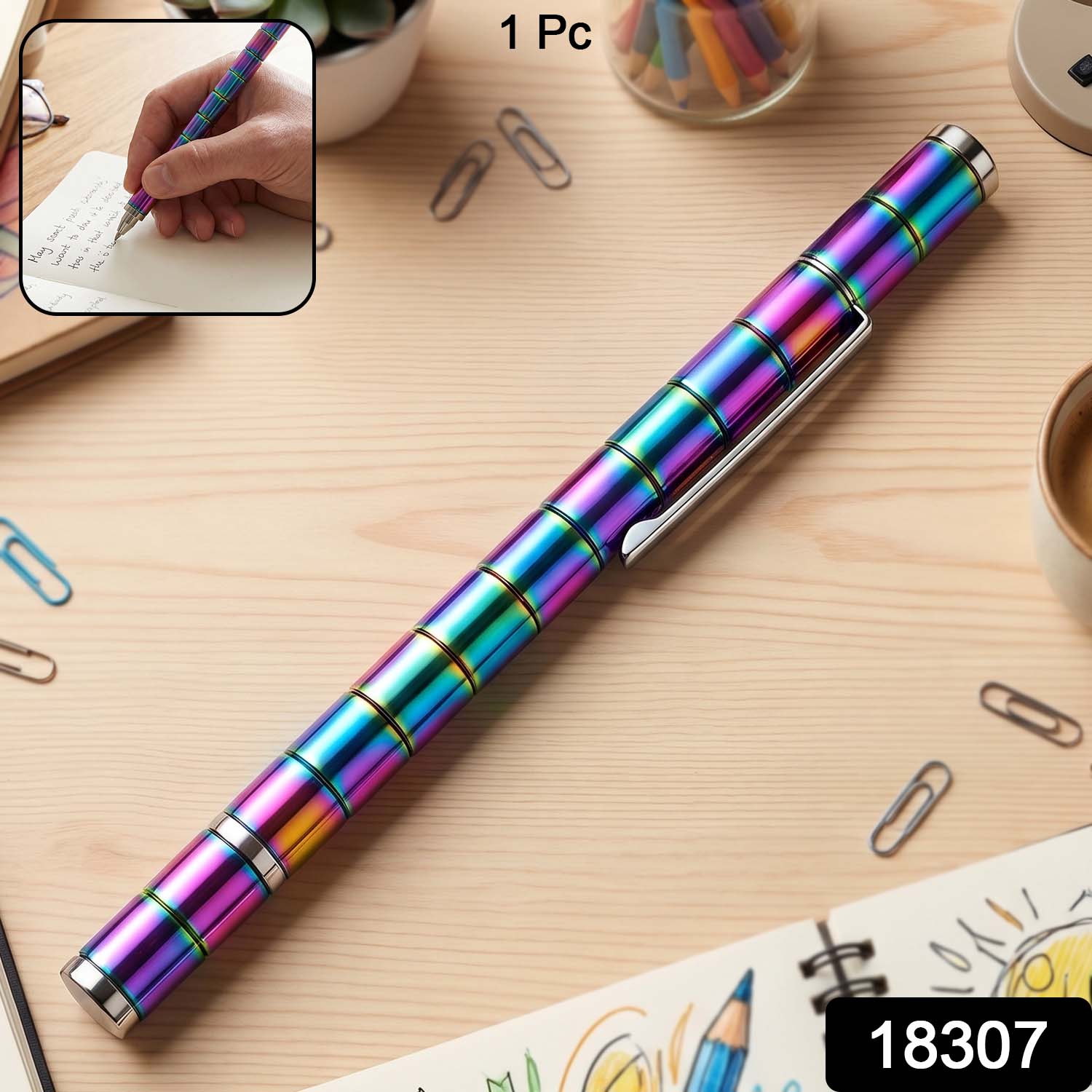 Magnetic Pen Fidget Spinner & Stress Relief Metal Pen | InkGlow - Side View