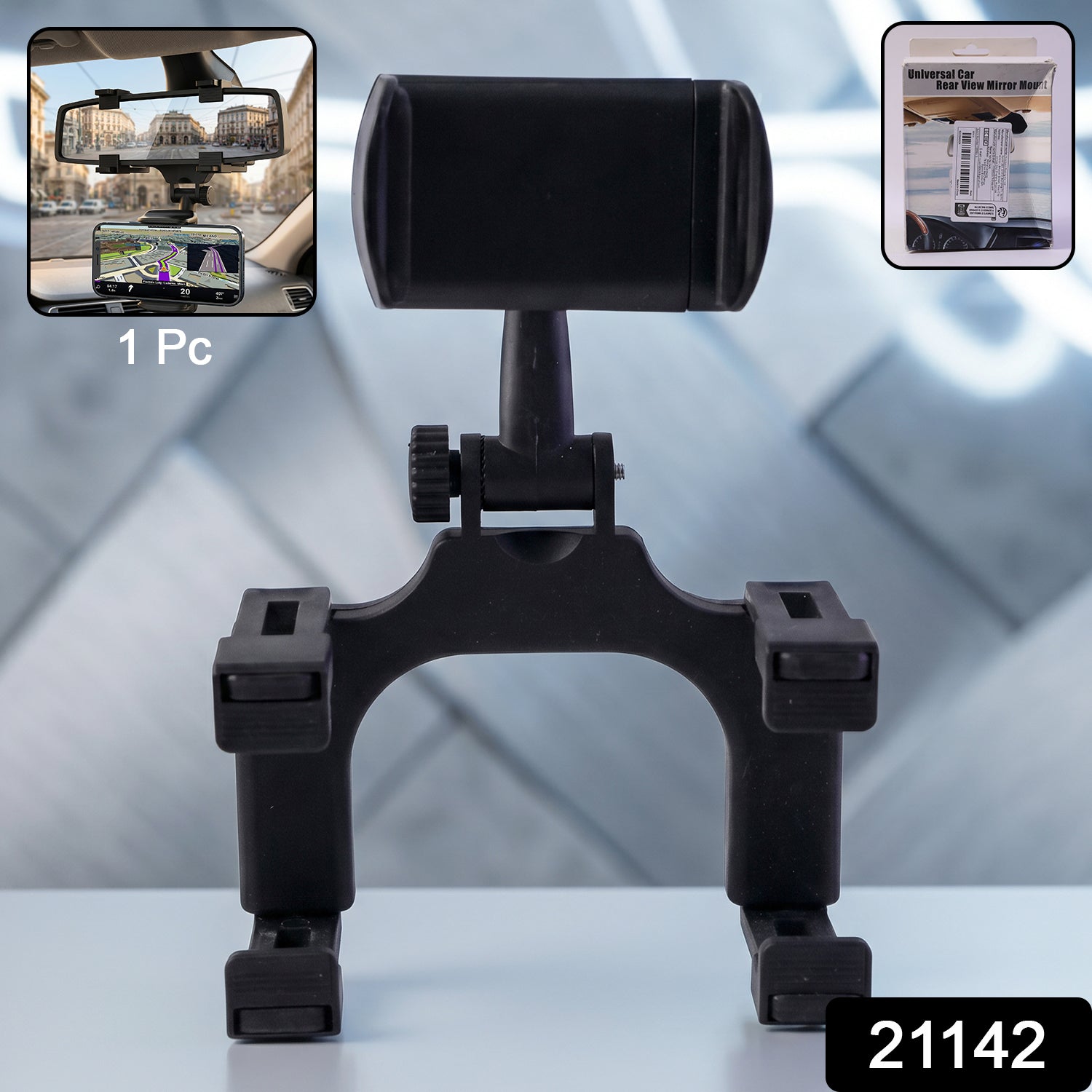 ALVENZA 360 Degree Car Rear View Mirror Mobile Phone Holder Adjustable Mount (1 Pc)