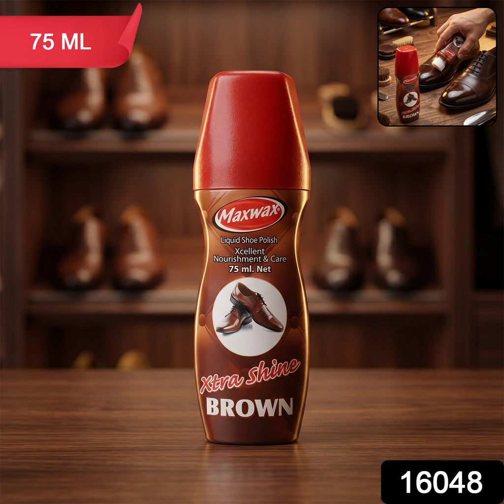 Brown Liquid Shoe Polish Easy Application & Instant Shine - Side View