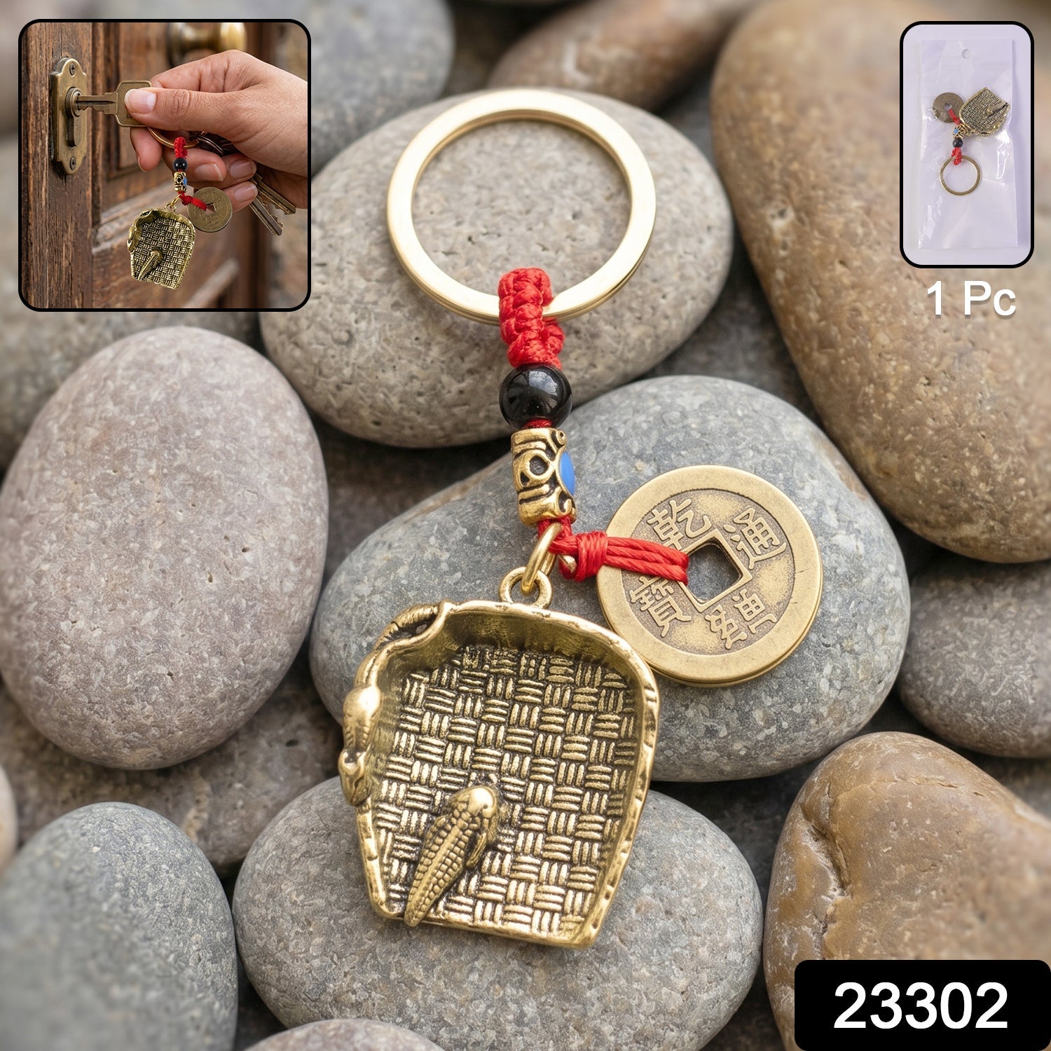 ALVENZA Feng Shui Lucky Coin Keychain – Prosperity and Good Fortune
