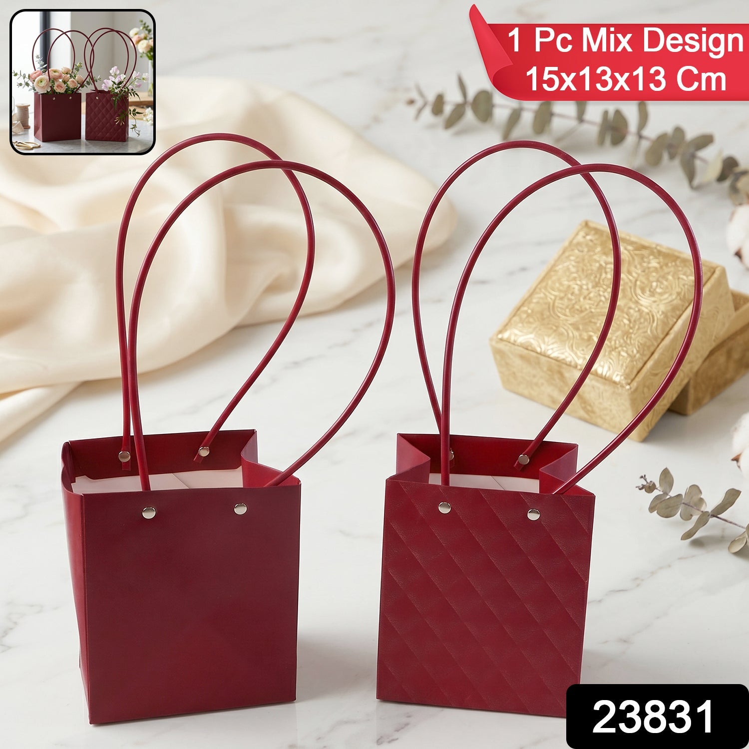 Foldable Flower Packaging Bag Reusable and Water-Resistant - Side View