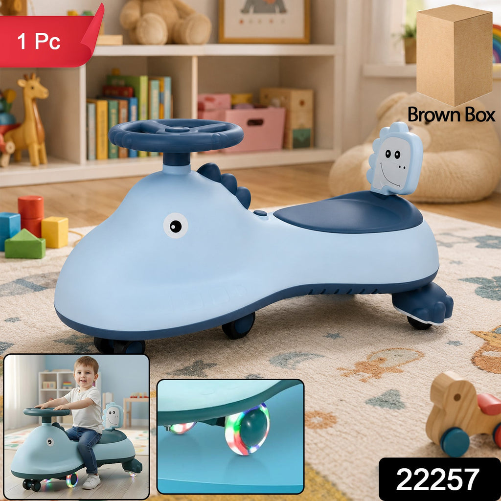 ALVENZA Kids Swing Car Ride On Toy with Music, Blue Shark Design Magic Twist Car (1 Pc)