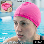 Small Premium Stretchable Pink Swimming Cap Comfortable Fit for Short Hair - Side View