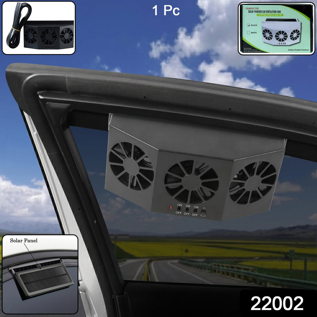 ALVENZA Solar Powered Car Window Ventilation Fan – Triple Fan Cooling System