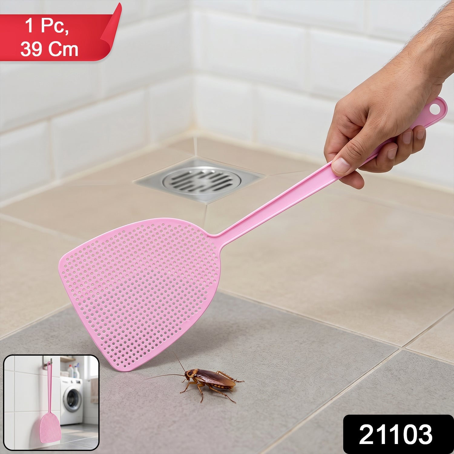 Manual Fly Swatter Long Handle for Easy Pest Control - Side View