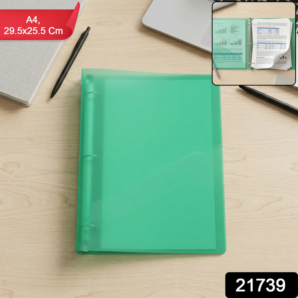 A4 Size Transparent Ring Binder Folder Durable for Document Organization - Side View